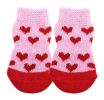 [Pink Heart] 8 Pcs Lovely Knit Dog Socks Cat Socks Pet Knitted Socks Indoor Wear