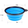 Portable Silicone Pets Bowls Dogs Cats Bowls Pet Supplies Dog Accessories- Blue