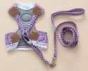 Purple Plaid Style Pets Harness Supplies Vest Puppy Leash Collar, Size M