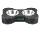 Fashion Animal Dog Dishes Bowl Stainless Steel Pet Double Bowl BLACK