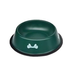 Bone Pattern Dog Bowl Round Stainless Steel Pet Bowl Feed Bowl for Dogs Cat 7.4"