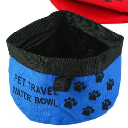 Pet Travel Water Bowl Dogs Cats Foldable &  Portable Bowl BLUE (9.5 * 4 Inches)
