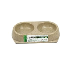Bamboo Fiber Round Double Style Pet Bowl for Dogs Cats