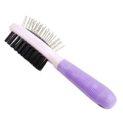 Double-Sided Plastic Handle Massage Comb Pet Dog Brush Cat Brush (Purple)