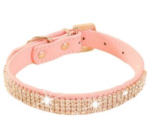 Rhinestone Pet Collars - Dog Leashes - Pet Supplies --Rhinestone Pink