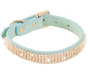 Rhinestone Pet Collars - Dog Leashes - Pet Supplies --Rhinestone Blue