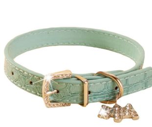 Rhinestone Pet Collars - Dog Leashes - Pet Supplies -- Blue Marbling