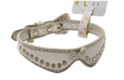 Fashionable Rhinestone Decorated Adjustable Dog Collar WHITE(Fit 21~26cm neck)