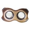 Plastic Framed Double Diner Pet Bowl in Stainless Steel, Large, Gold and Silver-Set of 4