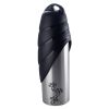 Plastic Fin Cap Pet Travel Water Bottle in Stainless Steel, Large, Silver and Black