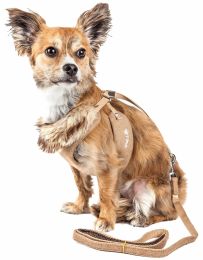 Pet Life  Luxe 'Furracious' 2-In-1 Mesh Reversed Adjustable Dog Harness-Leash W/ Removable Fur Collar