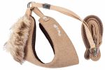 Pet Life  Luxe 'Furracious' 2-In-1 Mesh Reversed Adjustable Dog Harness-Leash W/ Removable Fur Collar