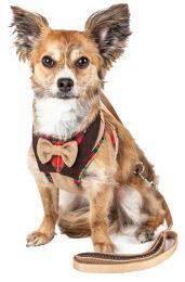 Pet Life  Luxe 'Dapperbone' 2-In-1 Mesh Reversed Adjustable Dog Harness-Leash W/ Fashion Bowtie