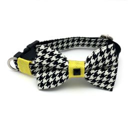 Yellow houndstooth collar & bow tie set