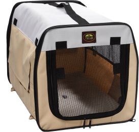 Folding Zippered Lightweight Easy Folding Pet Crate (Color: Khaki, size: Small)