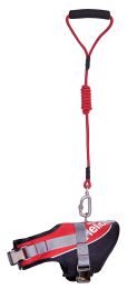 Helios Bark-Mudder Easy Tension 3M Reflective Endurance 2-in-1 Adjustable Dog Leash and Harness (Color: Red, size: Small)