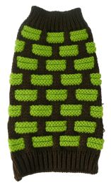Fashion Weaved Heavy Knit Designer Ribbed Turtle Neck Dog Sweater (Color: Brown/Green, size: Extra Small)
