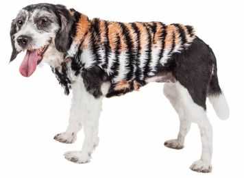 Pet Life  Luxe 'Tigerbone' Glamourous Tiger Patterned Mink Fur Dog Coat Jacket (Color: Black/Orange, size: Small)