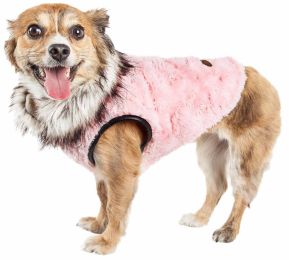 Pet Life  Luxe 'Pinkachew' Charming Designer Mink Fur Dog Coat Jacket (Color: Pink, size: Small)