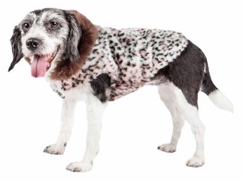 Pet Life  Luxe 'Furracious' Cheetah Patterned Mink Dog Coat Jacket (Color: White/Pink, size: Small)