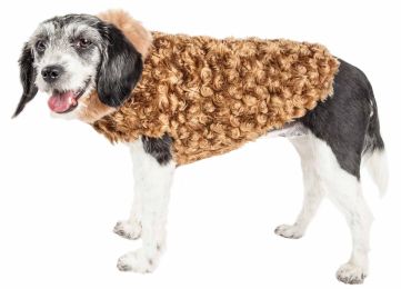 Pet Life  Luxe 'Furpaw' Shaggy Elegant Designer Dog Coat Jacket (Color: Brown, size: Small)