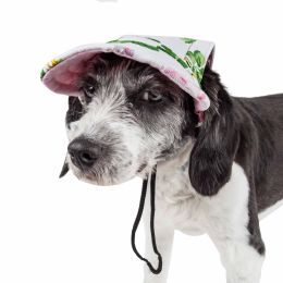 Pet Life  'Botanic Bark' Floral Uv Protectant Adjustable Fashion Dog Hat Cap (Color: Flowers, size: Large)