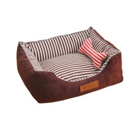 Detachable House Stylish Pet Bed Pet House Kennel,Pet Bolster Bed (Color: Brown)