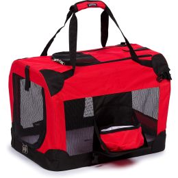 Folding Deluxe 360 Vista View House Pet Crate (Color: Red, size: Extra Small)