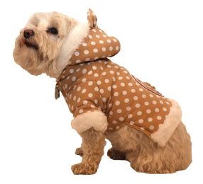 Polka-Dot Couture-Bow Pet Hoodie Sweater (Color: Brown, size: Extra Small)