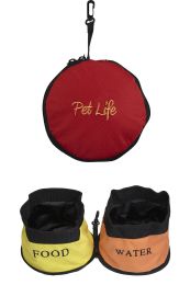 Double Food and Water Travel Pet Bowl (Color: Pink)