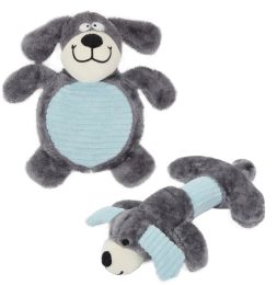 Pet Life Cozy Play Plush 2 Set Of Matching Squeaking Chew Dog Toys (Color: Gray)