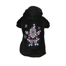 Pet Life LED Lighting Juggling Santa Hooded Sweater Pet Costume (Color: Black, size: Extra Small)