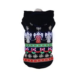 Pet Life LED Lighting Patterned Holiday Hooded Sweater Pet Costume (Color: Black, size: Extra Small)