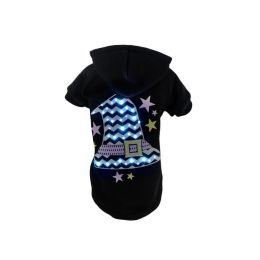 Pet Life LED Lighting Magical Hat Hooded Sweater Pet Costume (Color: Black, size: Extra Small)